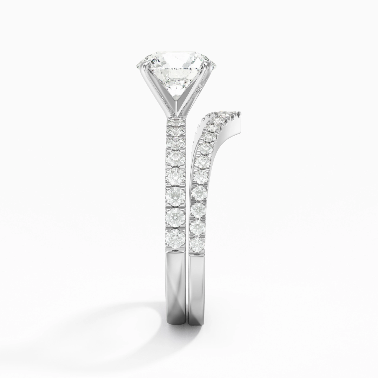White Gold Plated Dainty Wedding Ring Set