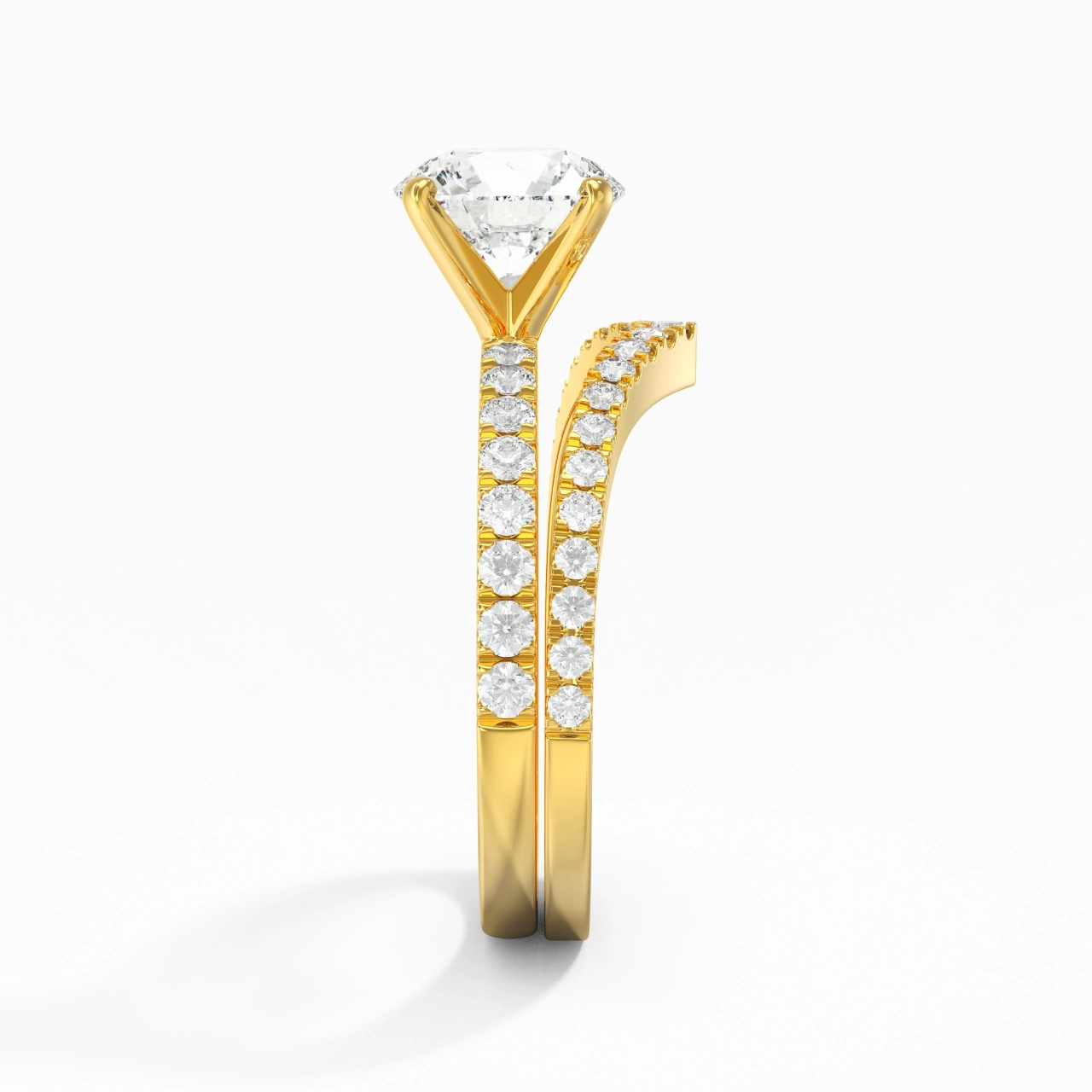 18K Yellow Gold Plated Dainty Wedding Ring Set
