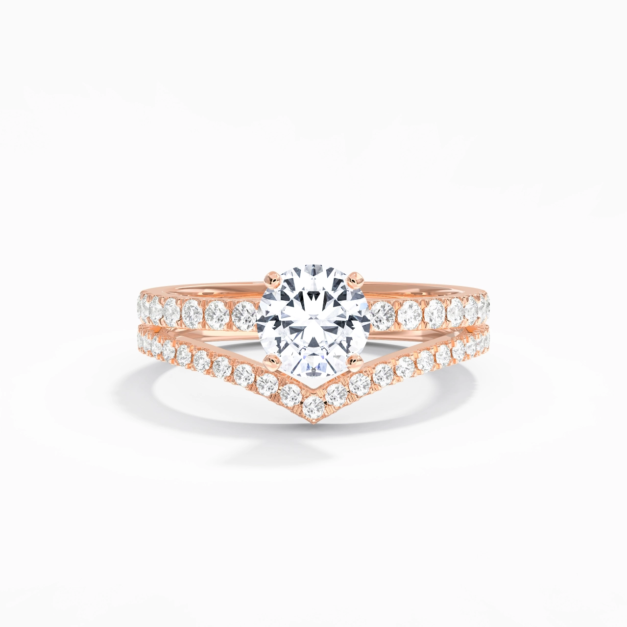 18K Rose Gold Plated Dainty Wedding Ring Set