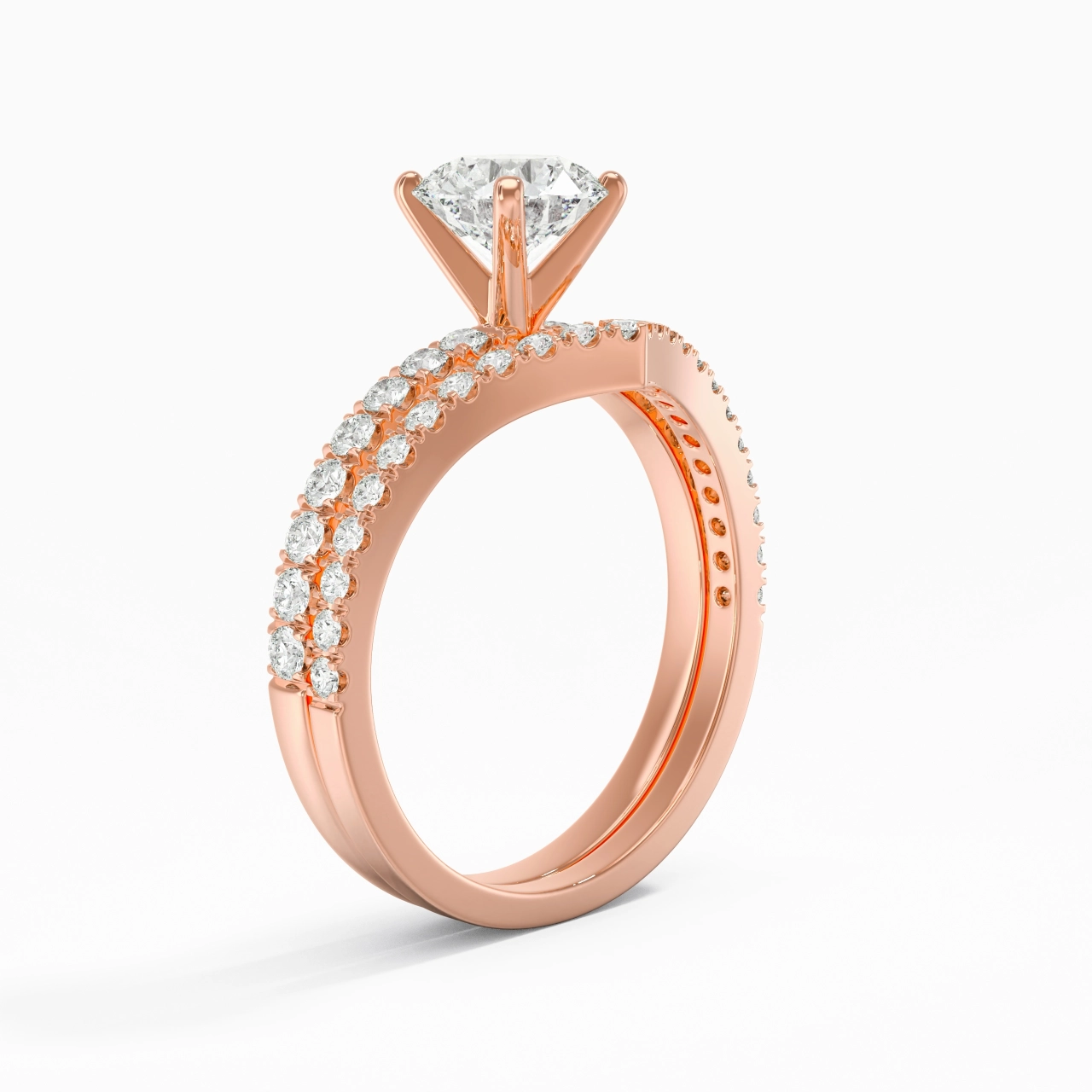 18K Rose Gold Plated Dainty Wedding Ring Set