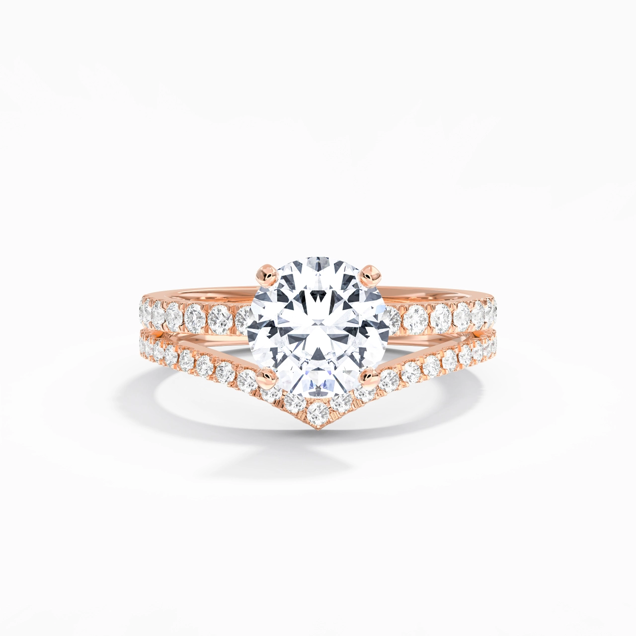 18K Rose Gold Plated Dainty Wedding Ring Set