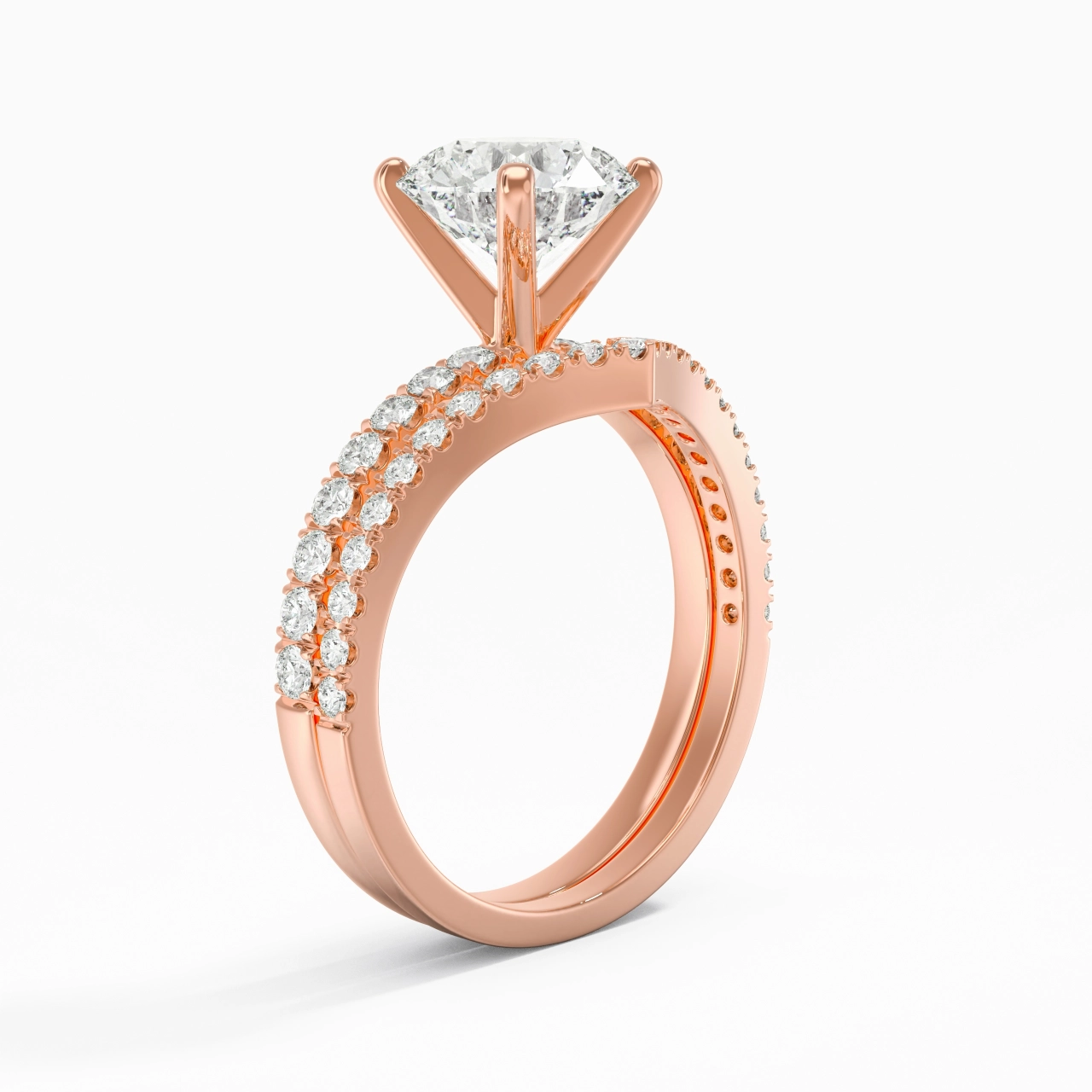 18K Rose Gold Plated Dainty Wedding Ring Set