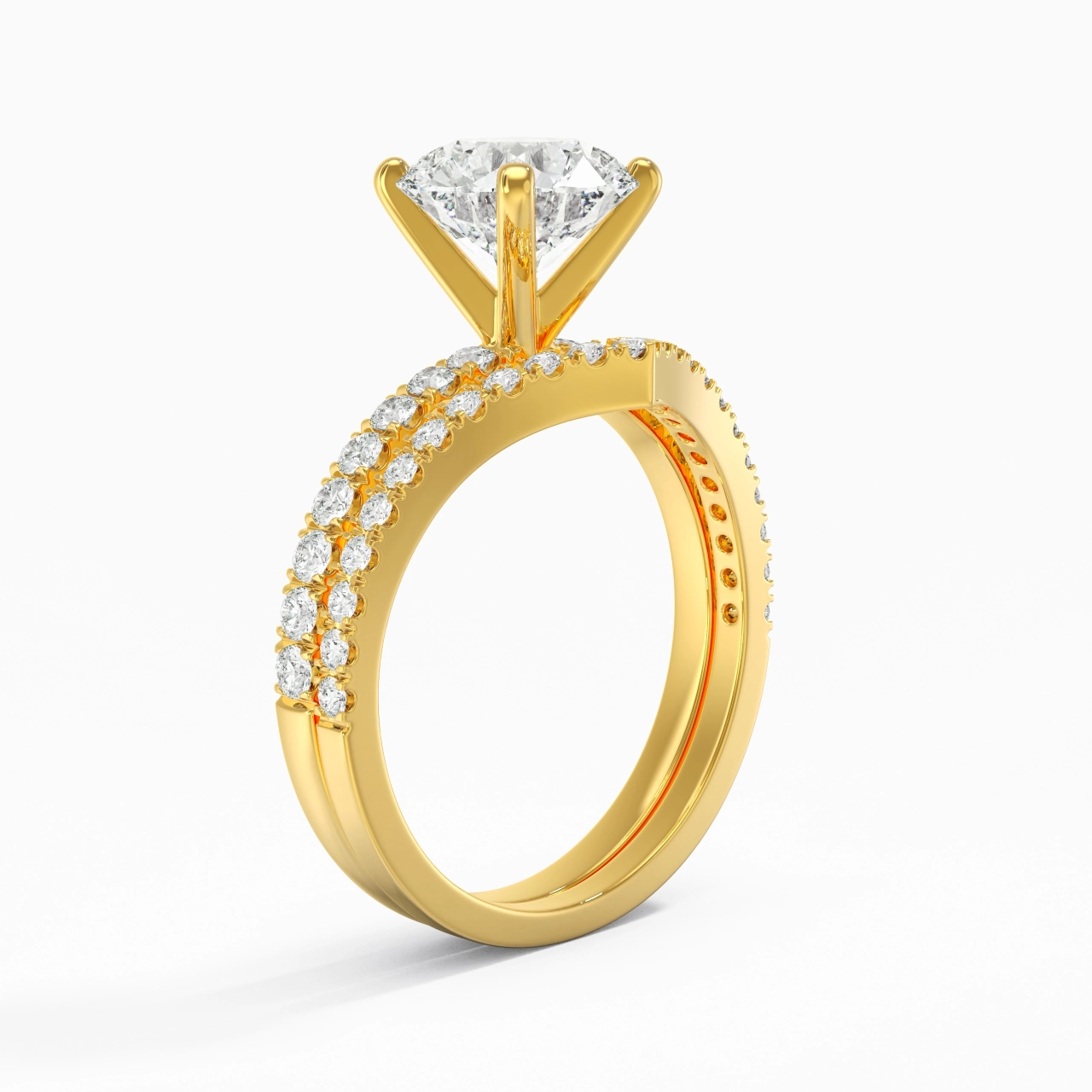 18K Yellow Gold Plated Dainty Wedding Ring Set