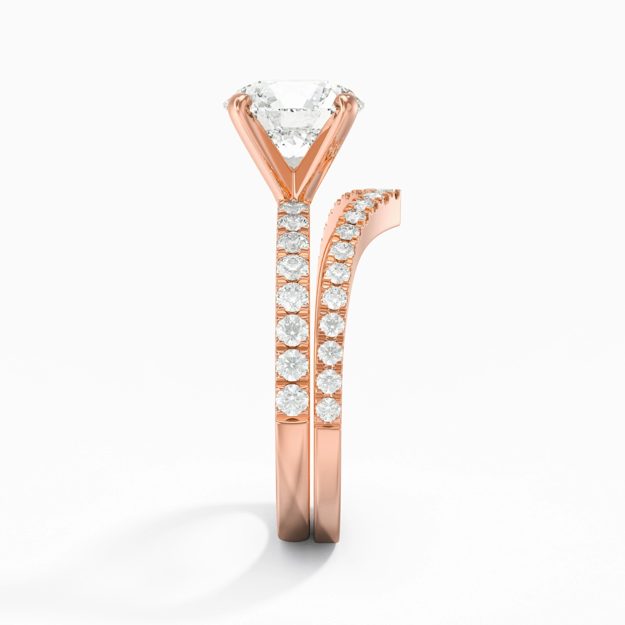 18K Rose Gold Plated Dainty Wedding Ring Set