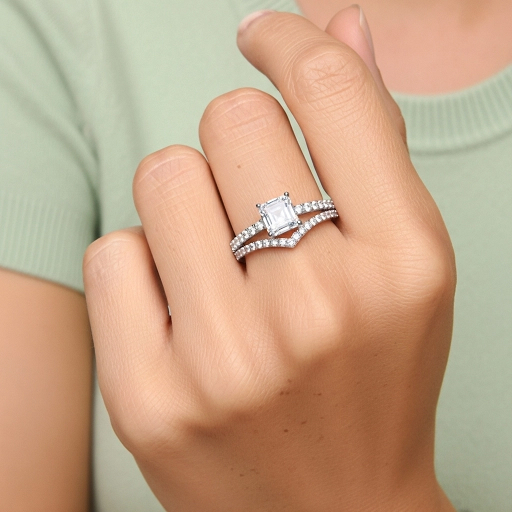 White Gold Plated Classic Bridal Set