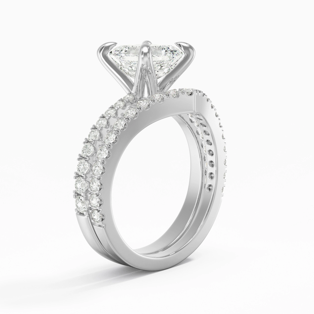 White Gold Plated Classic Bridal Set