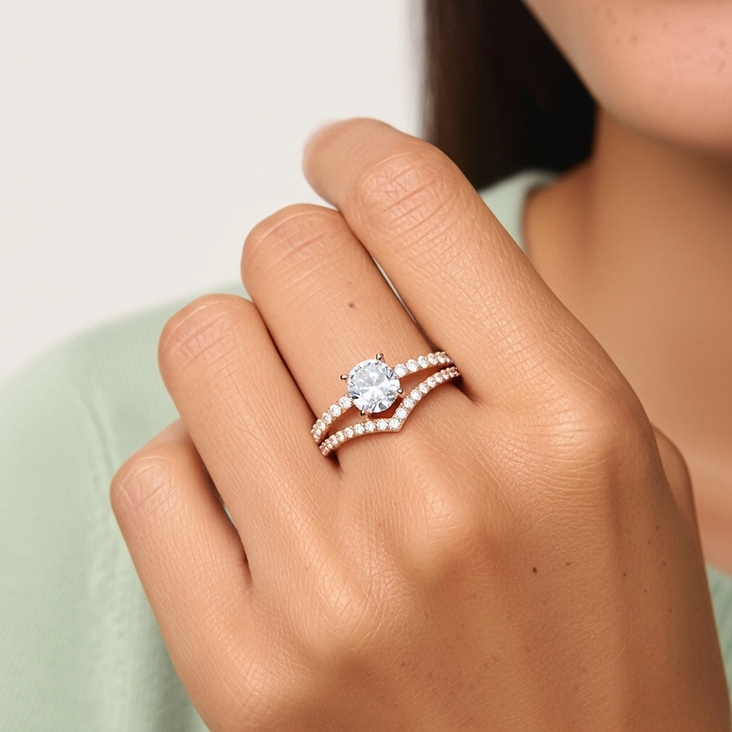 18K Rose Gold Plated Classic Bridal Set