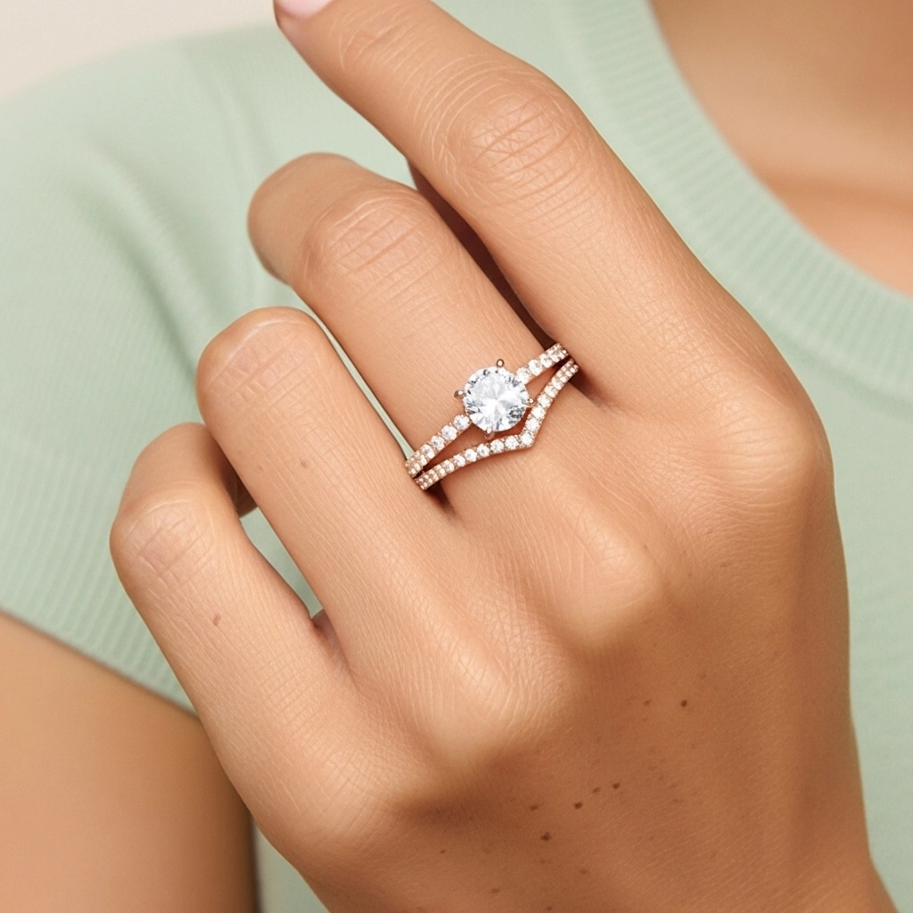 18K Rose Gold Plated Classic Bridal Set