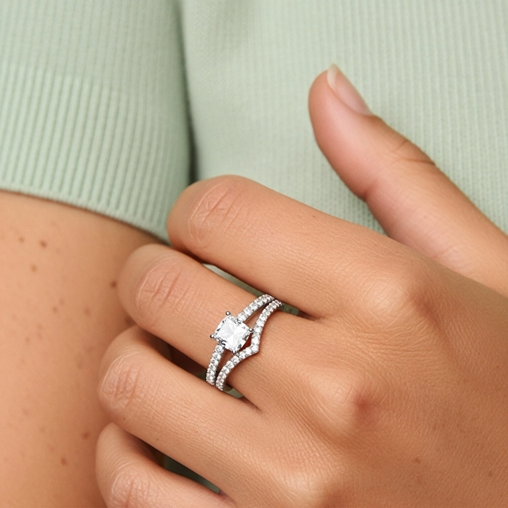 White Gold Plated Classic Bridal Set