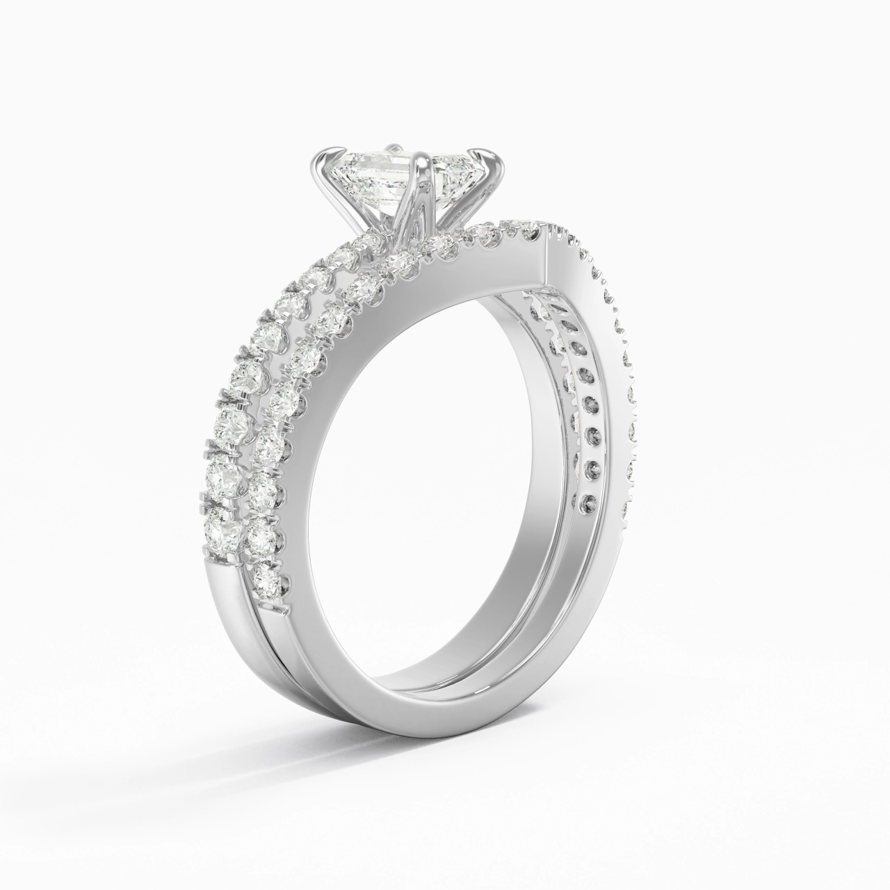 White Gold Plated Classic Bridal Set