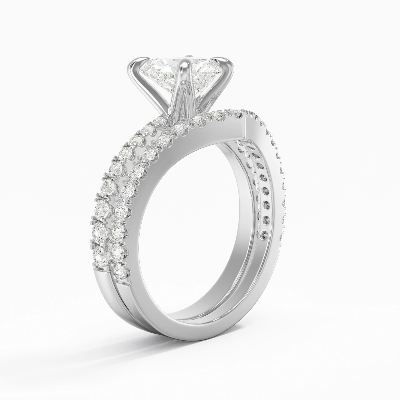 White Gold Plated Classic Bridal Set