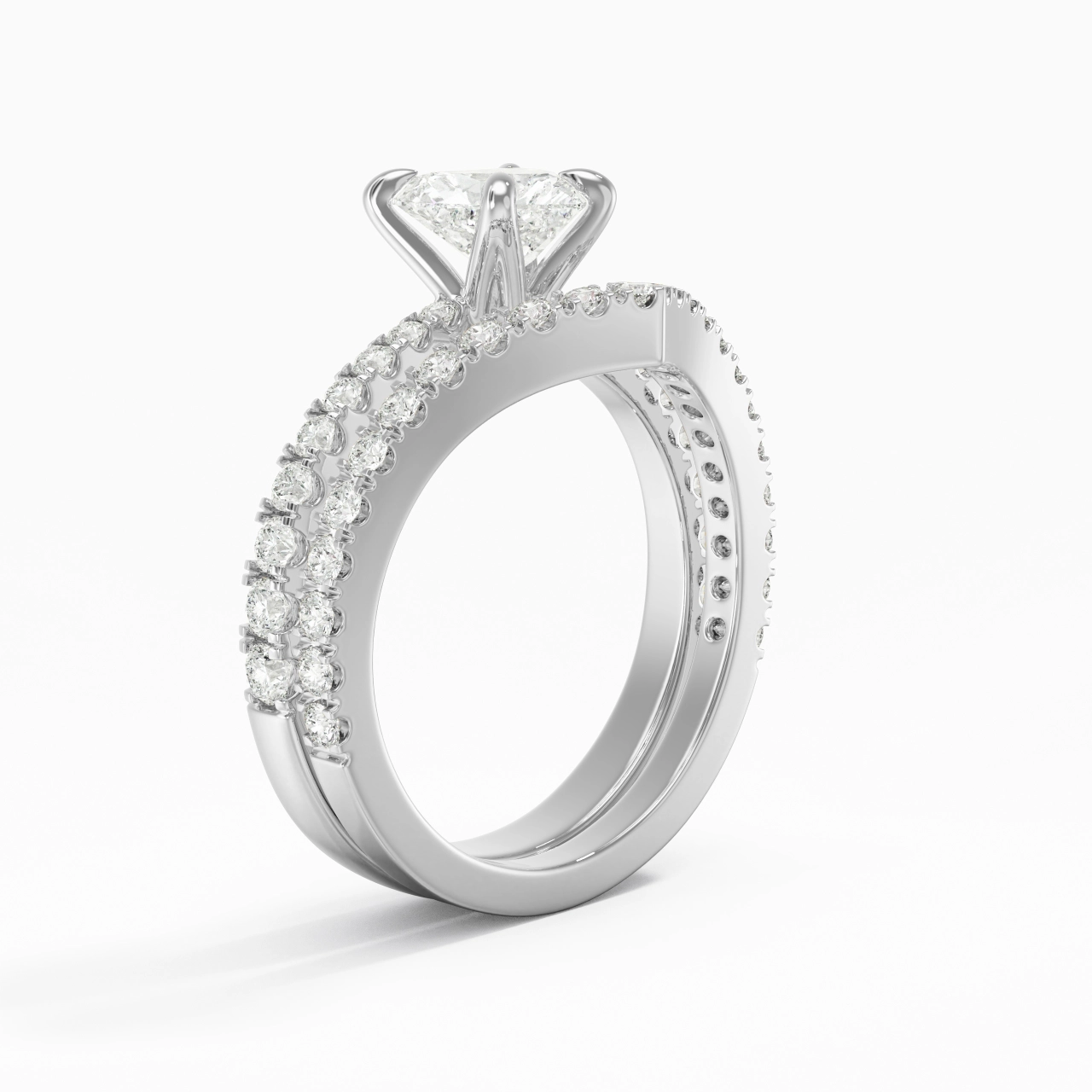White Gold Plated Classic Bridal Set