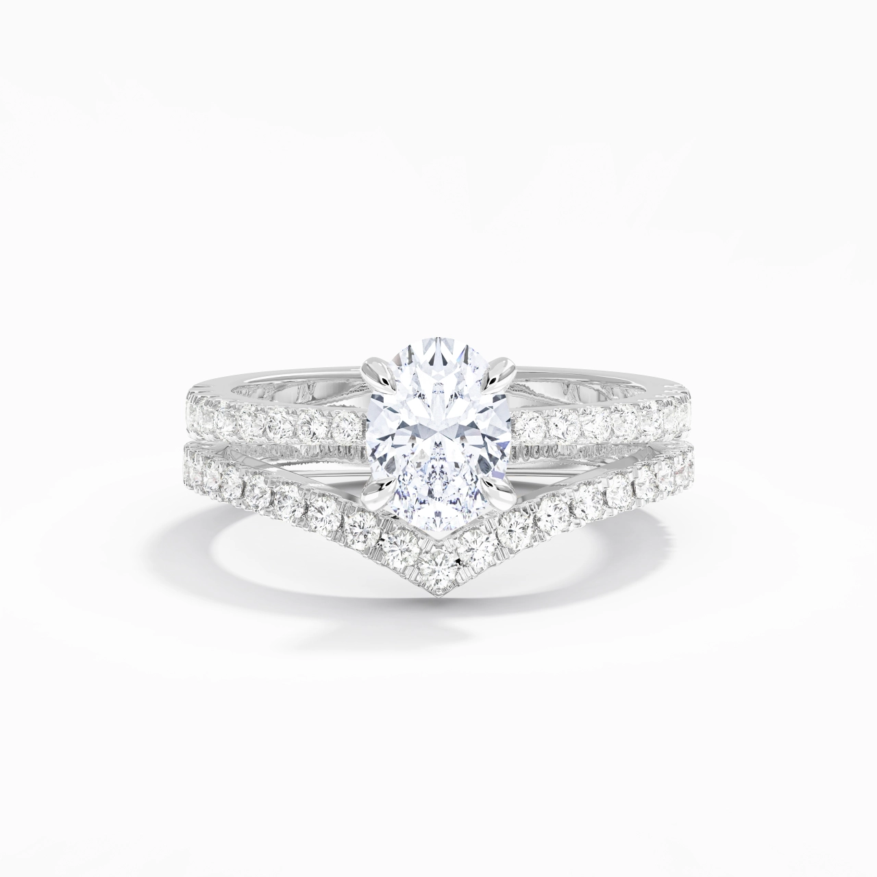 White Gold Plated Classic Bridal Set