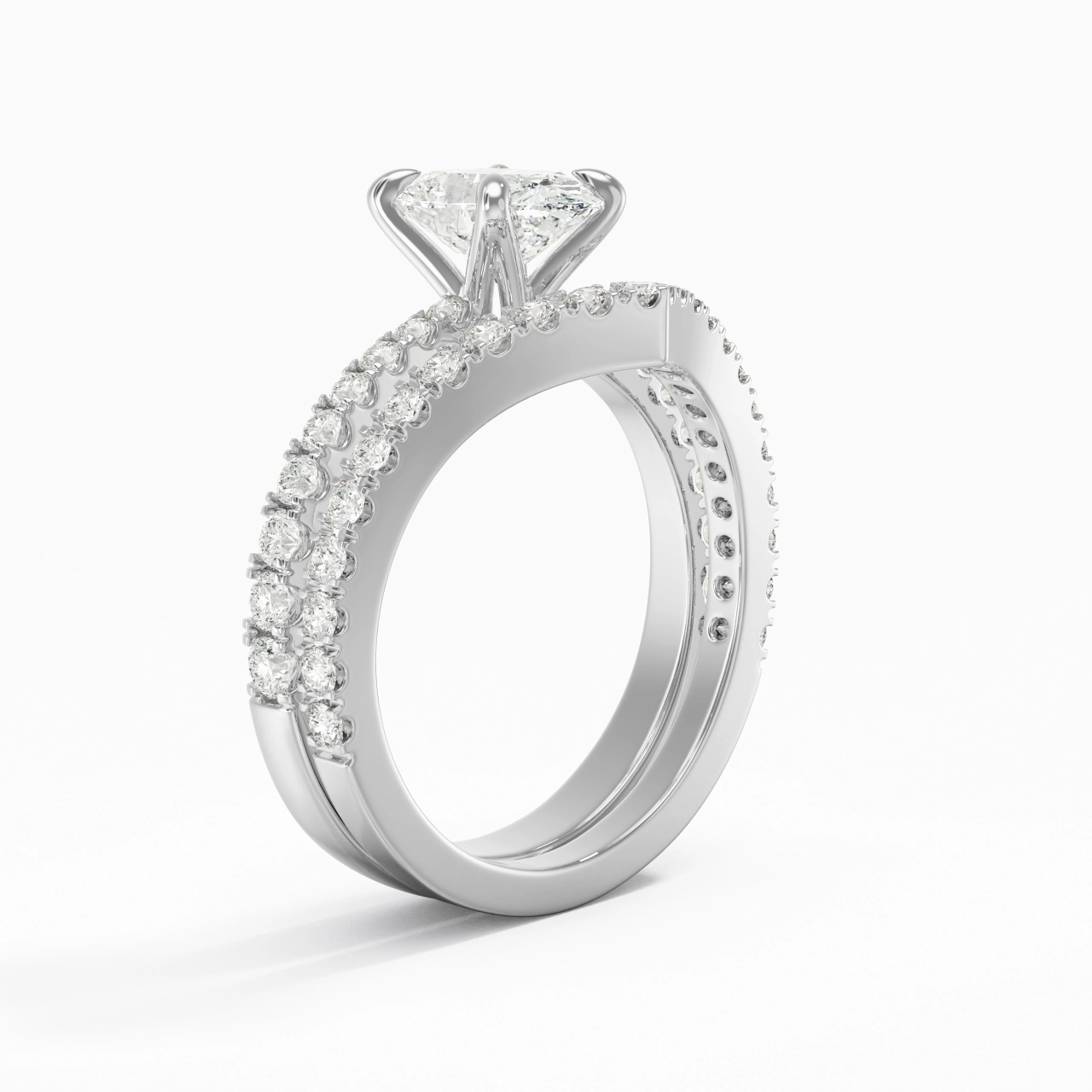 White Gold Plated Classic Bridal Set