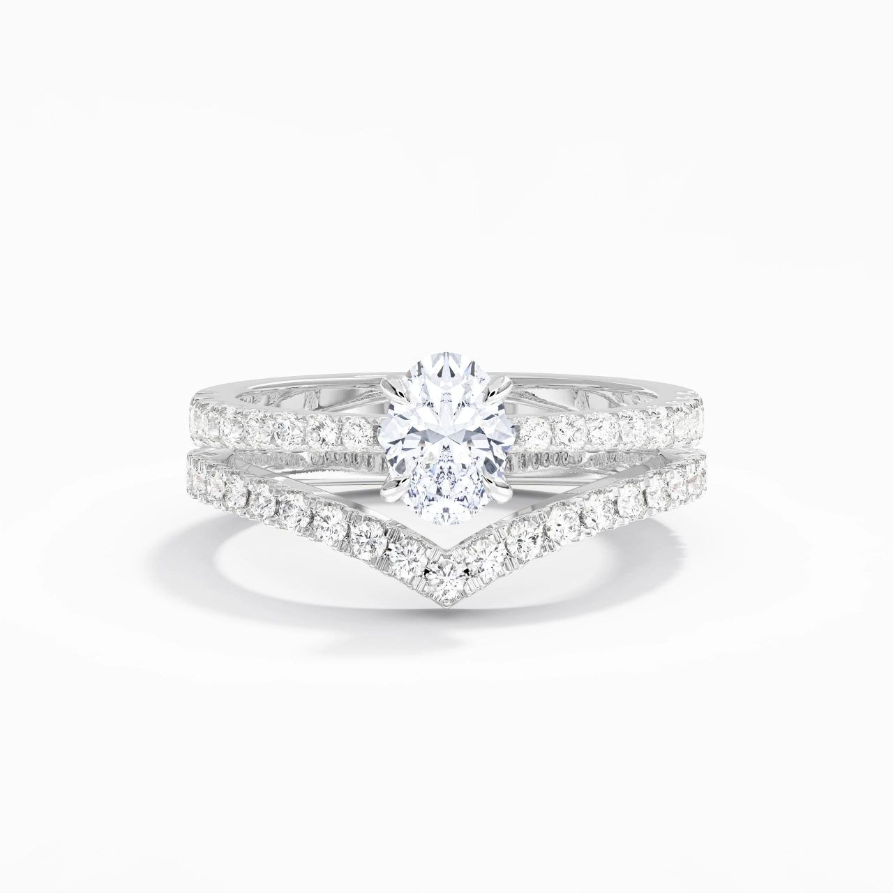 White Gold Plated Classic Bridal Set