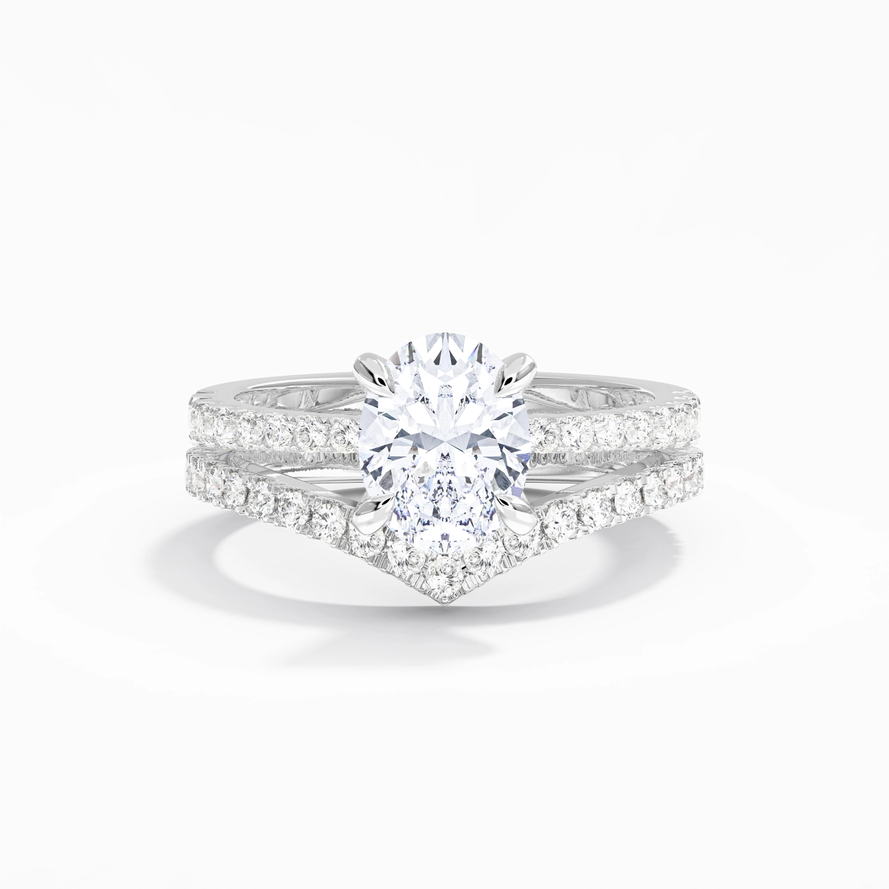 White Gold Plated Classic Bridal Set