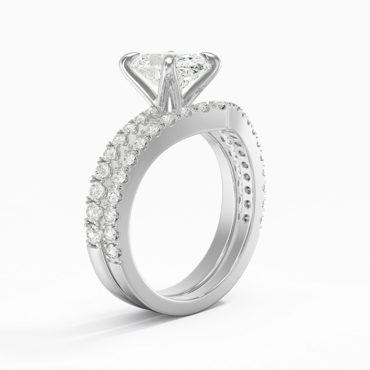 White Gold Plated Classic Bridal Set