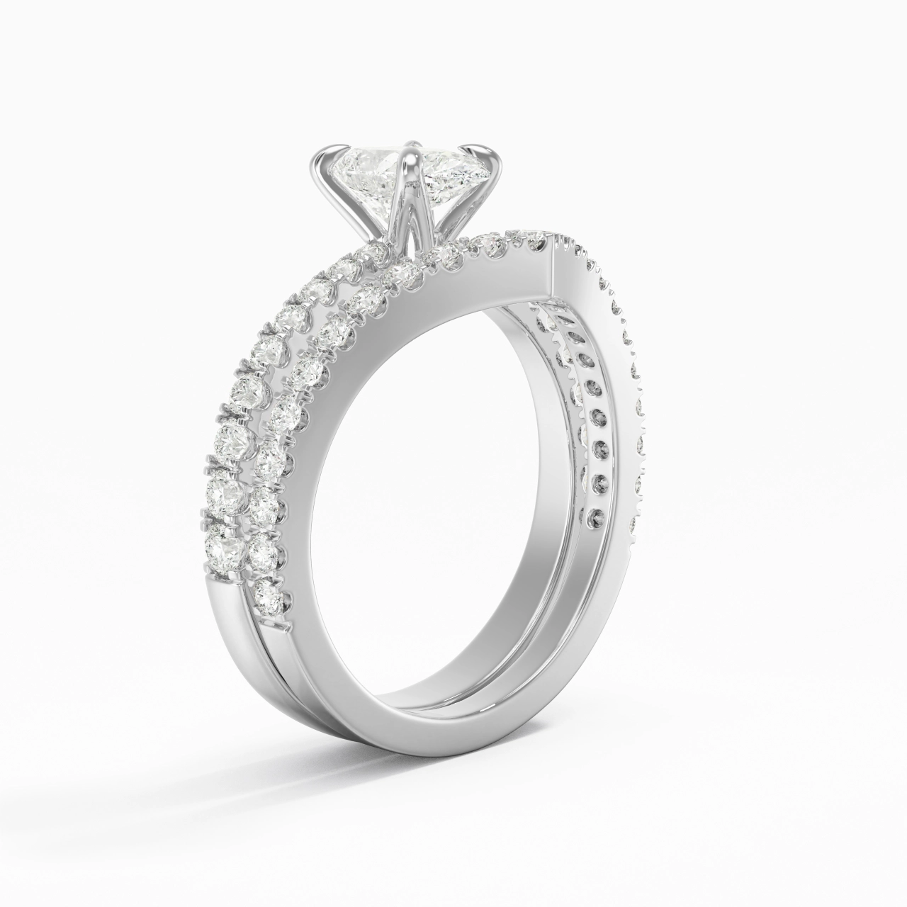 White Gold Plated Classic Bridal Set
