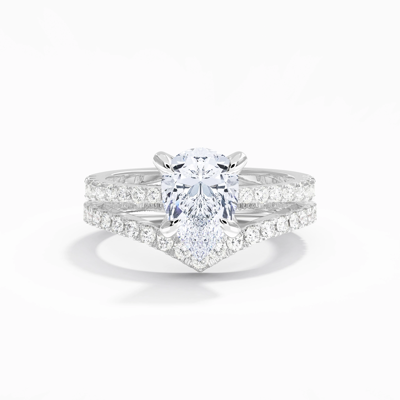 White Gold Plated Classic Bridal Set