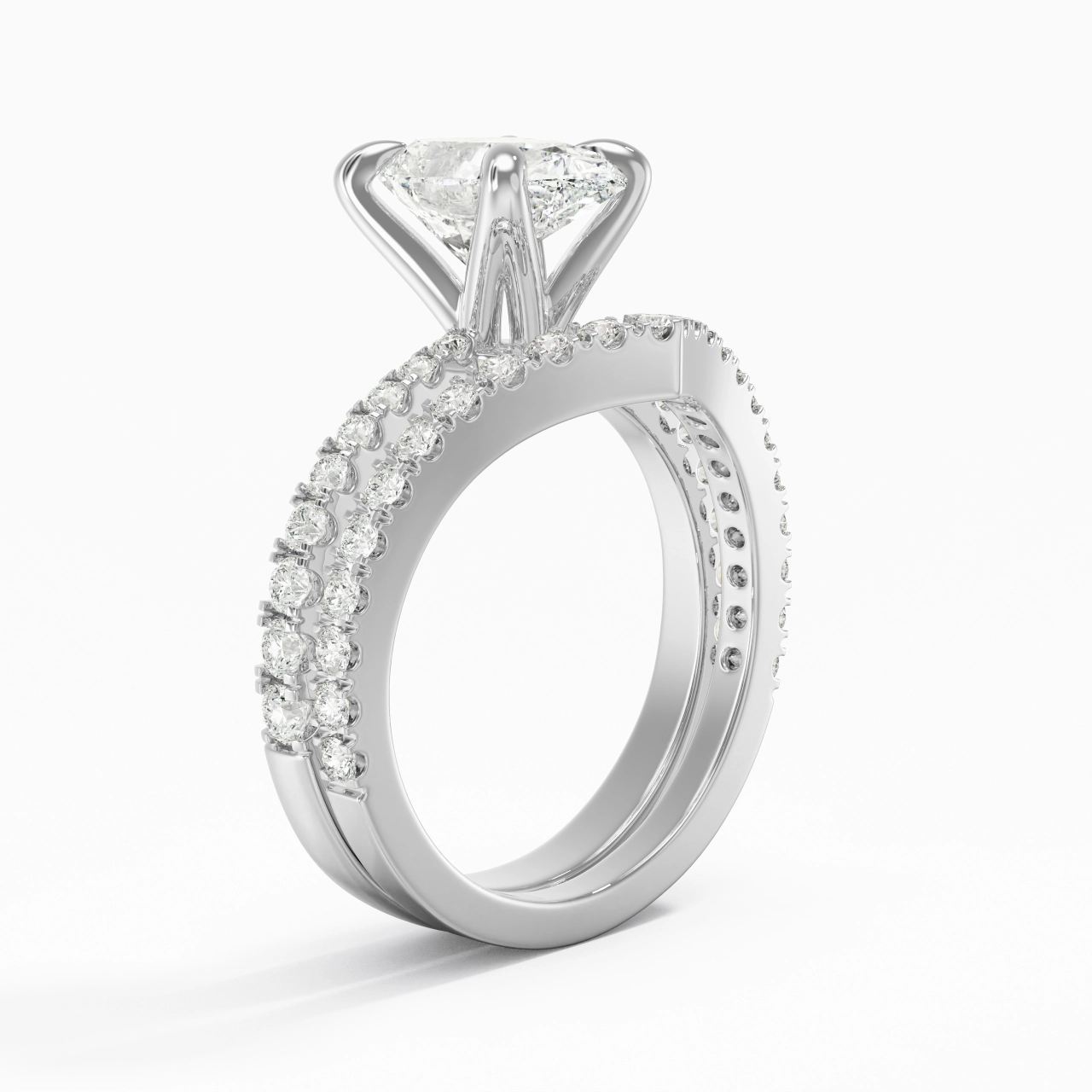 White Gold Plated Classic Bridal Set