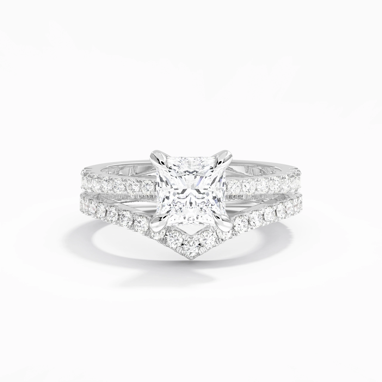 White Gold Plated Classic Bridal Set
