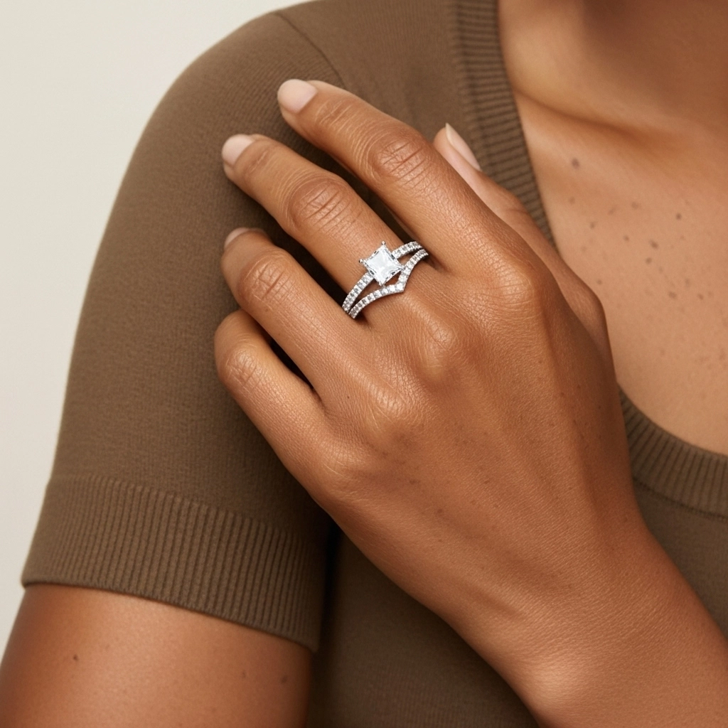 White Gold Plated Classic Bridal Set