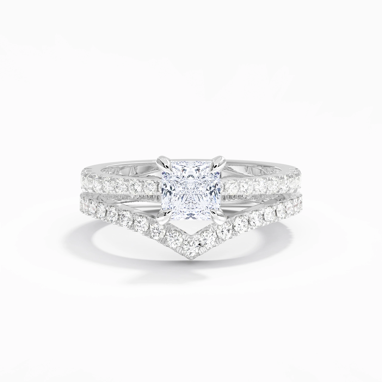 White Gold Plated Classic Bridal Set