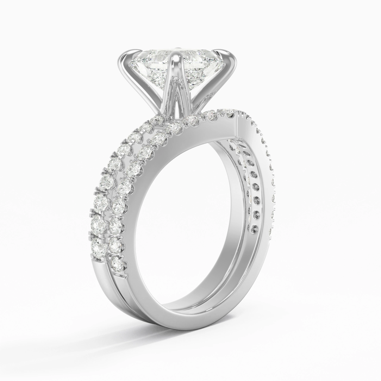 White Gold Plated Classic Bridal Set