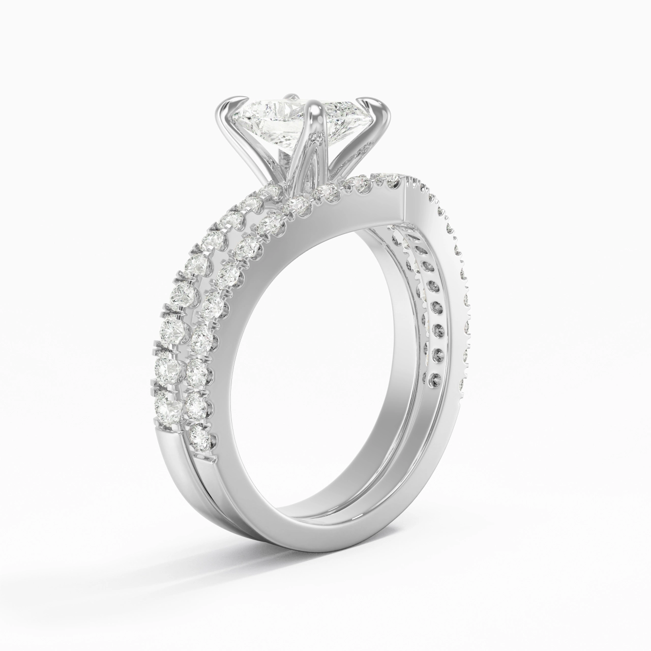 White Gold Plated Classic Bridal Set