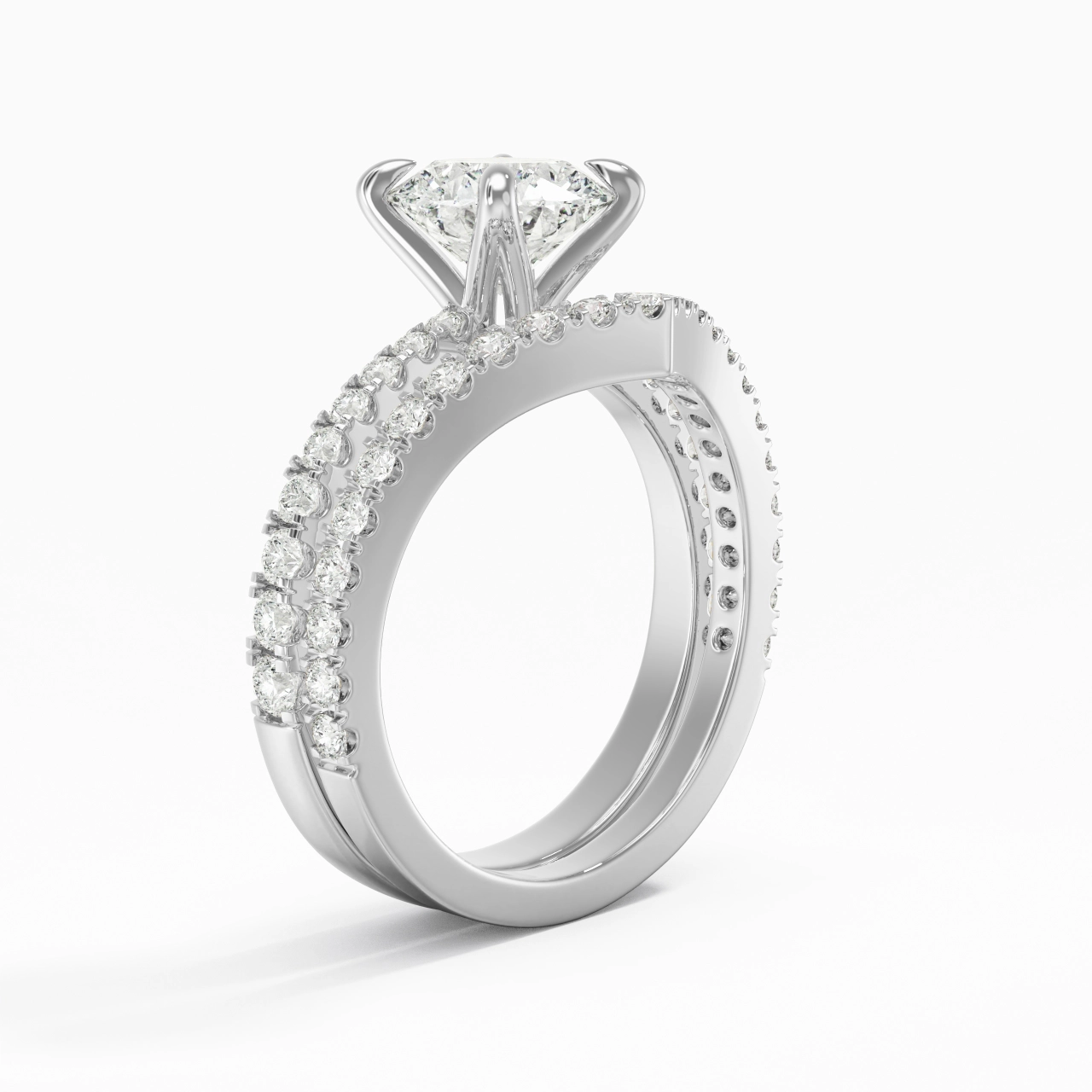 White Gold Plated Classic Bridal Set