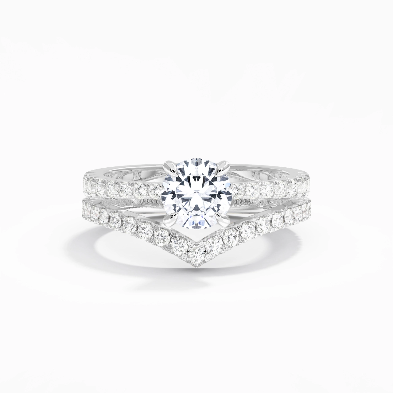 White Gold Plated Classic Bridal Set
