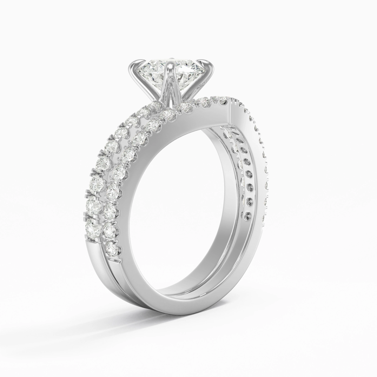 White Gold Plated Classic Bridal Set