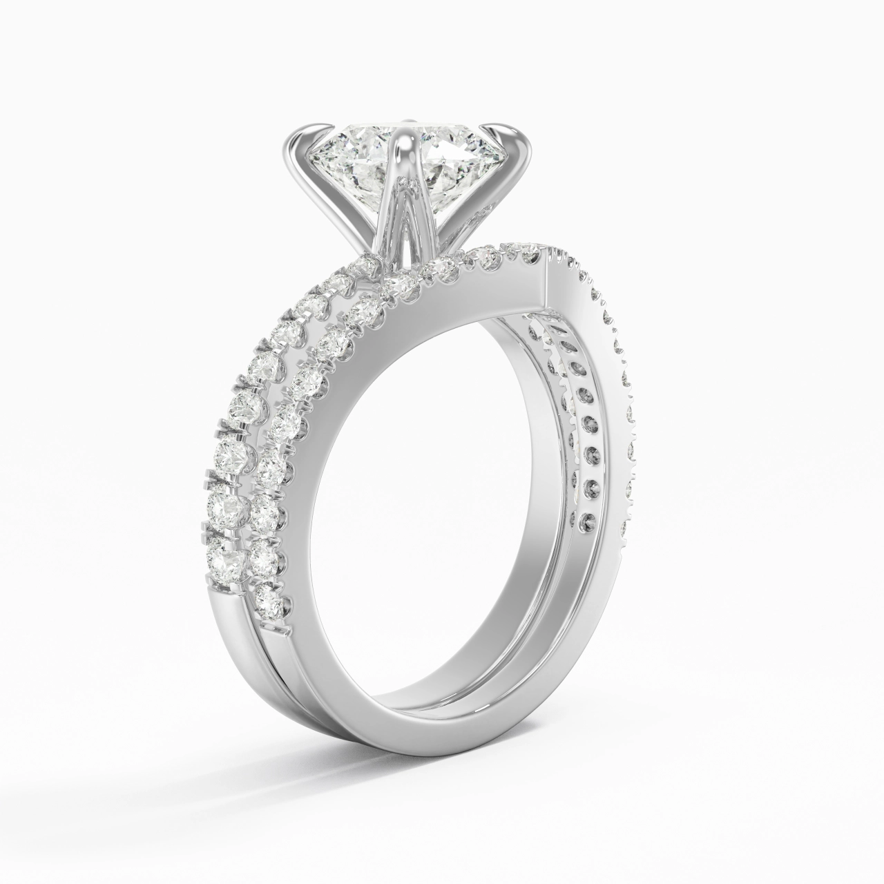 White Gold Plated Classic Bridal Set