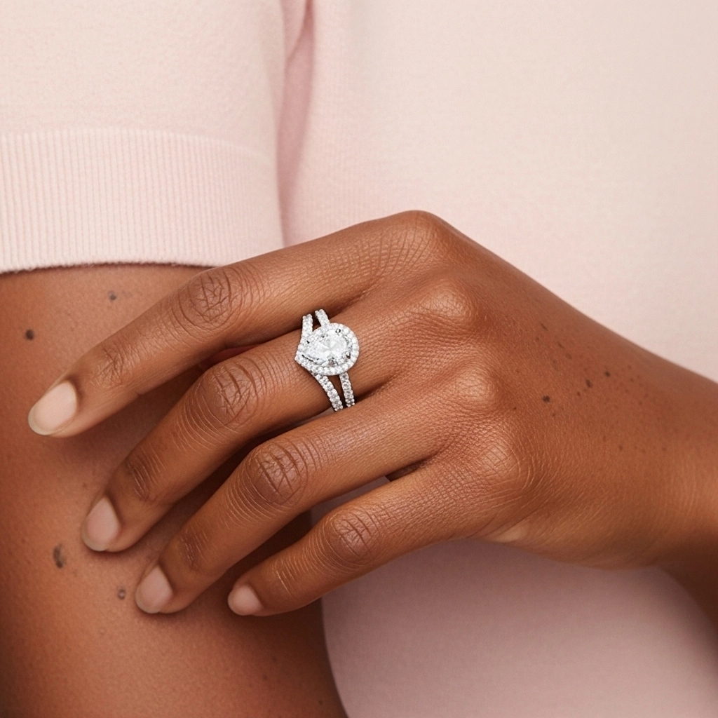 White Gold Plated Vintage Wedding Ring Set