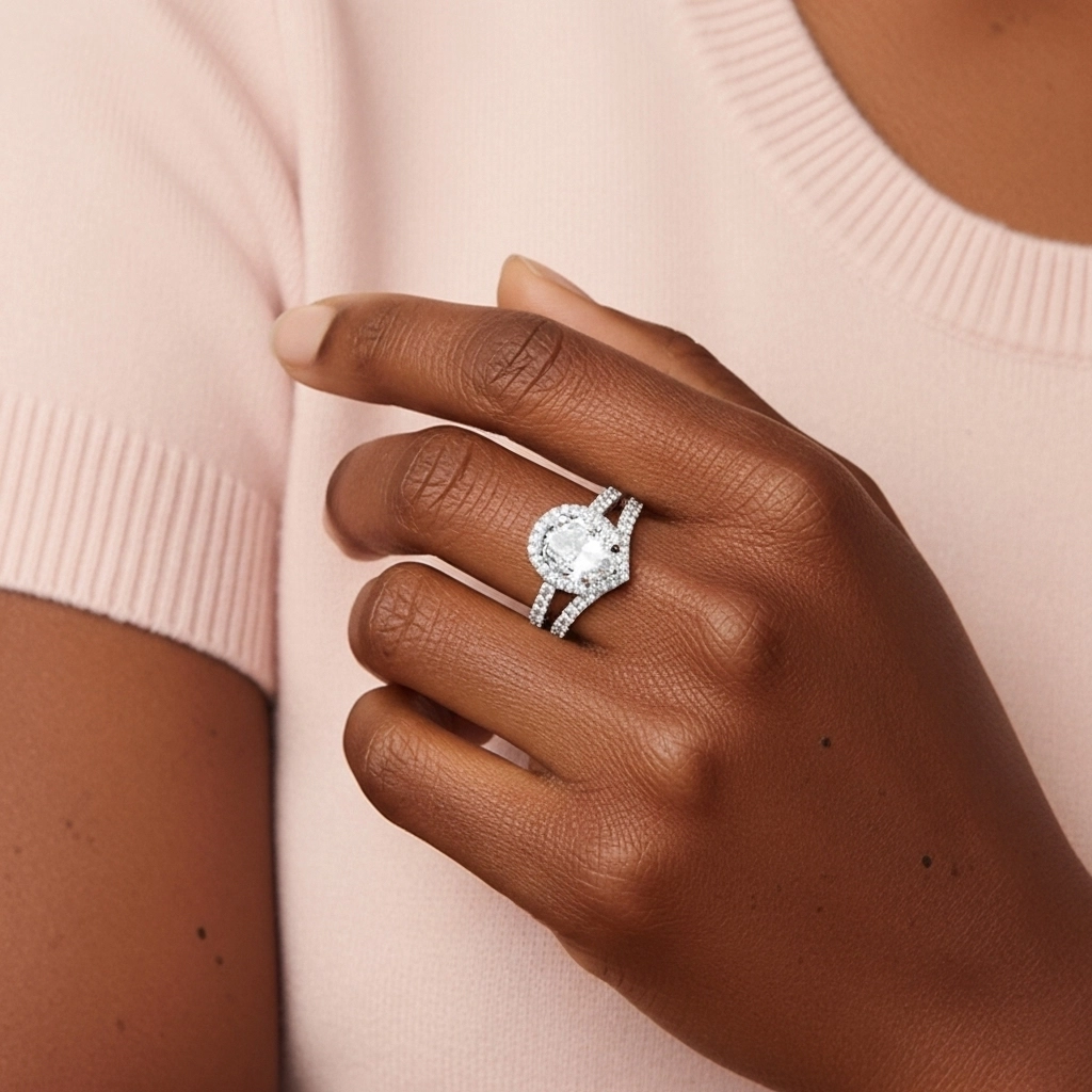 White Gold Plated Vintage Wedding Ring Set