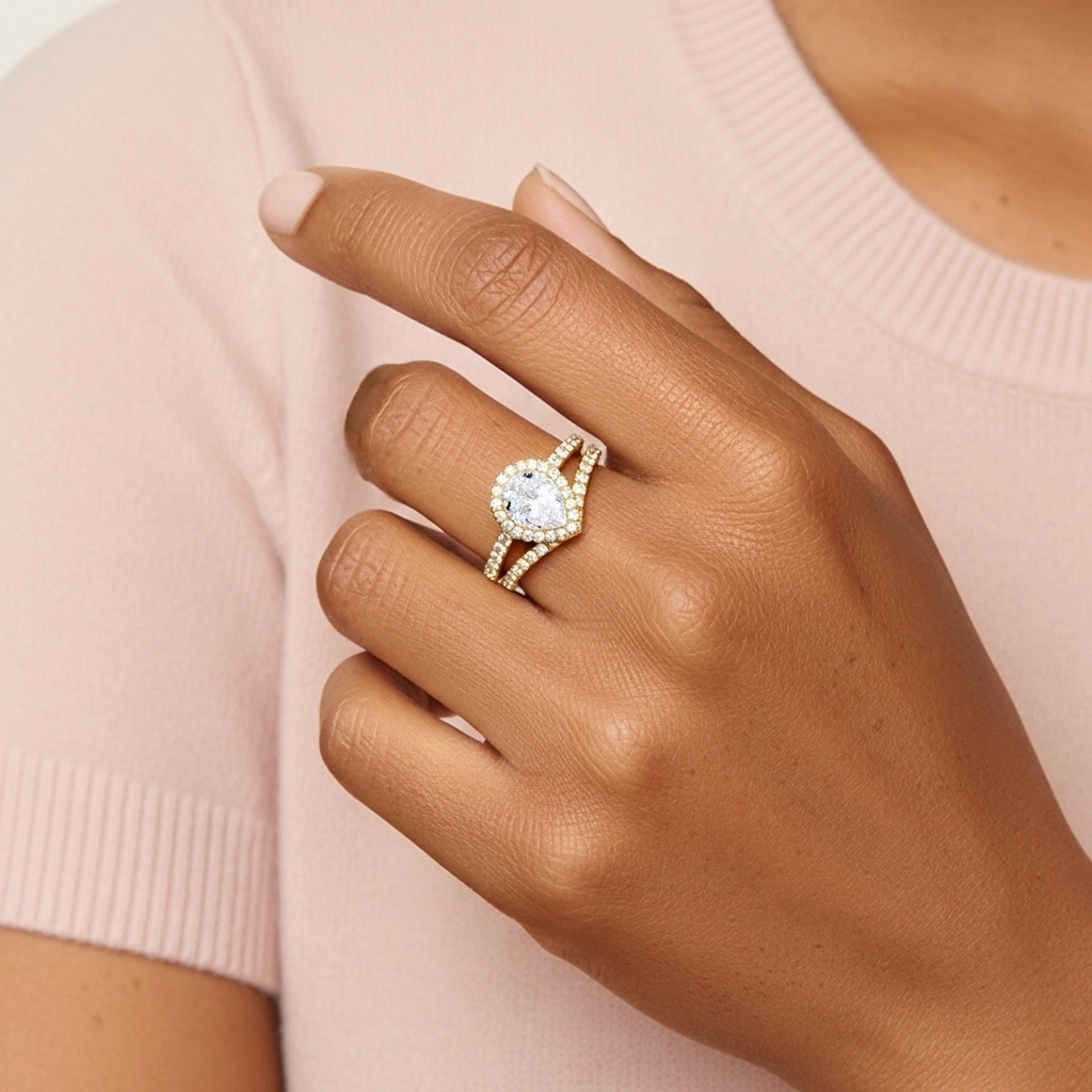 Plated Vintage Wedding Ring Set