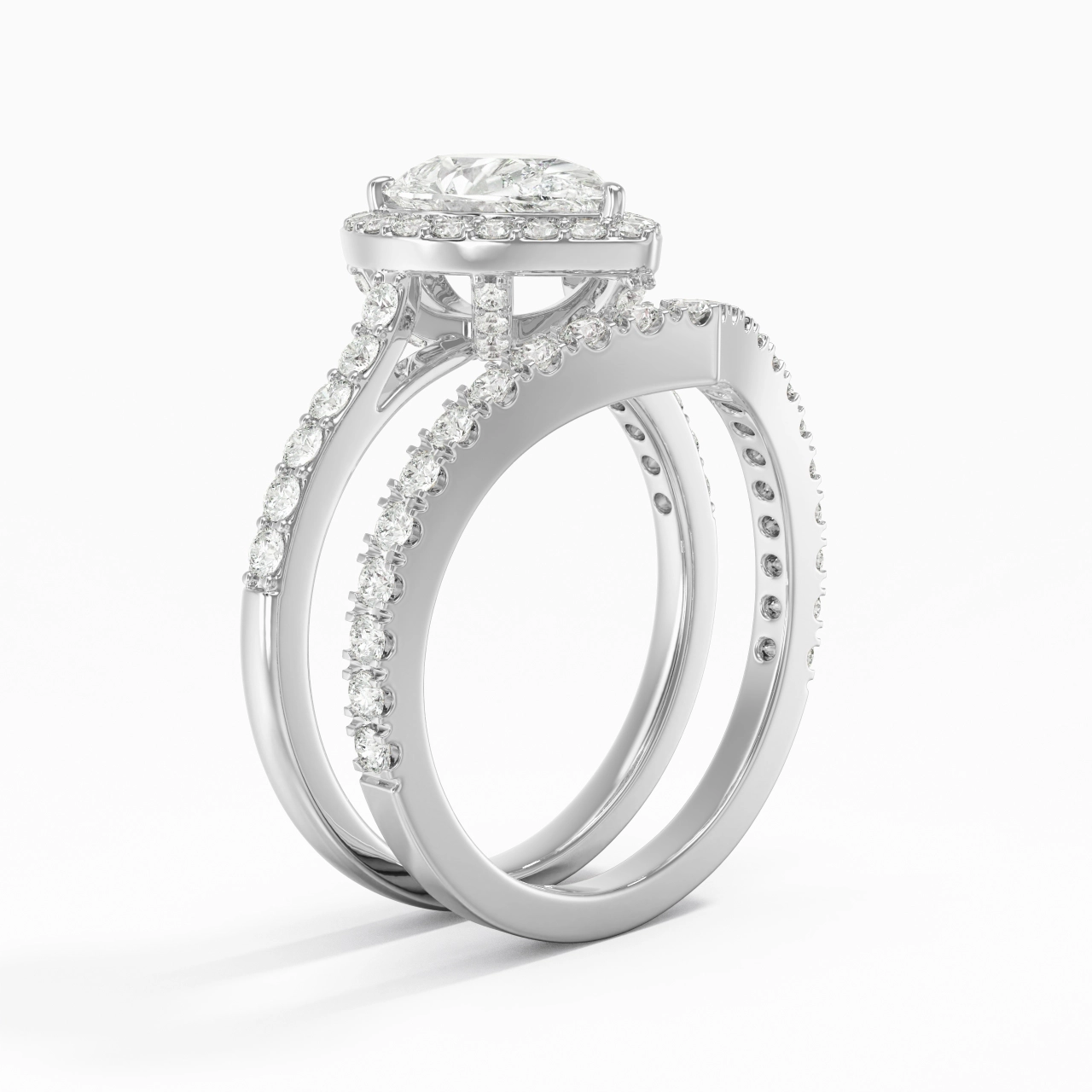 White Gold Plated Vintage Wedding Ring Set