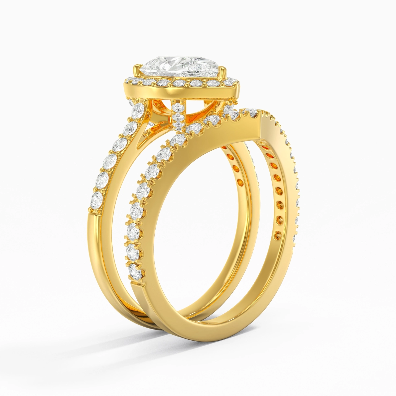 18K Yellow Gold Plated Vintage Wedding Ring Set