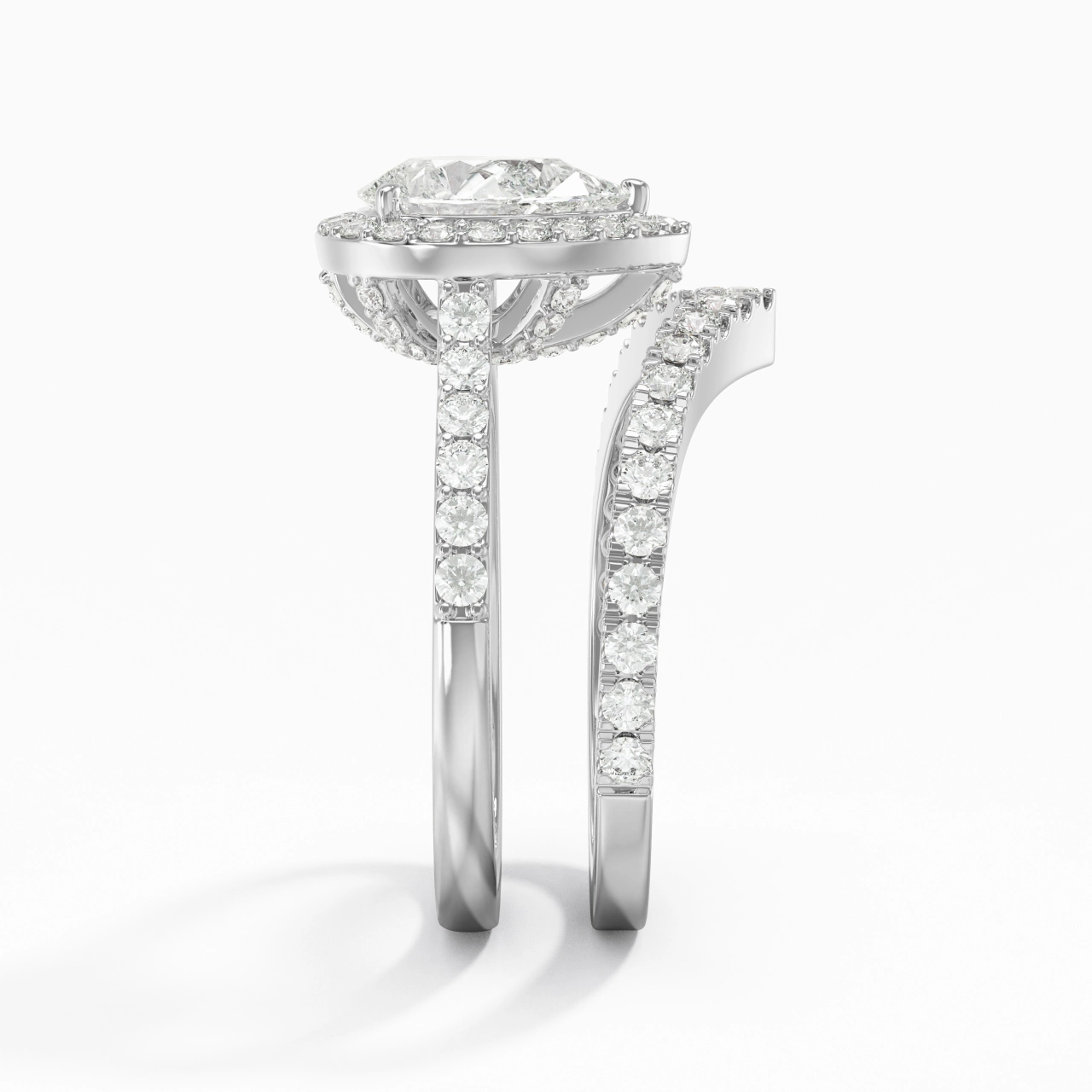White Gold Plated Vintage Wedding Ring Set