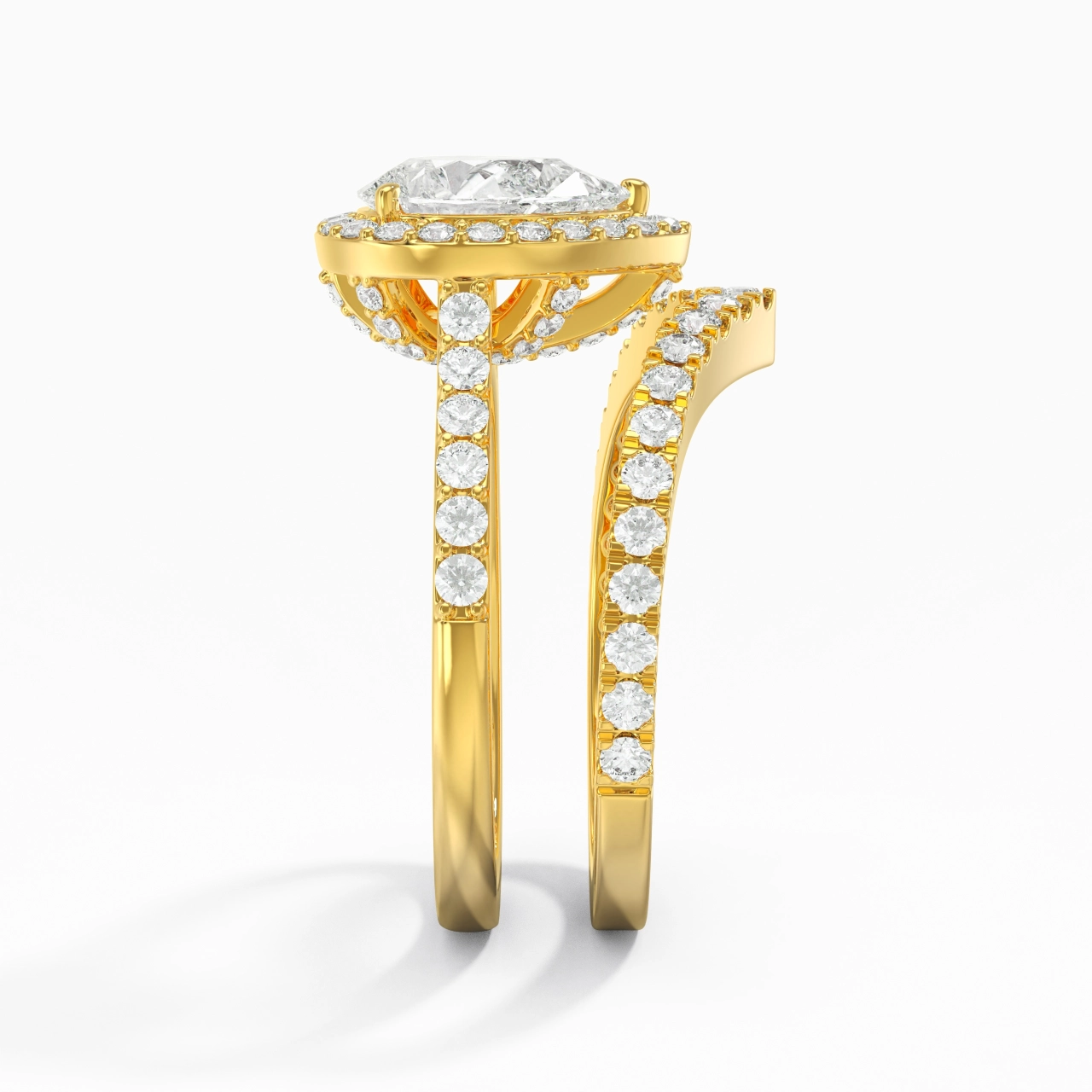 18K Yellow Gold Plated Vintage Wedding Ring Set