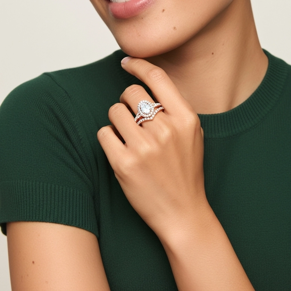 Halo Ensemble nuptial 1.50ct Moissanite