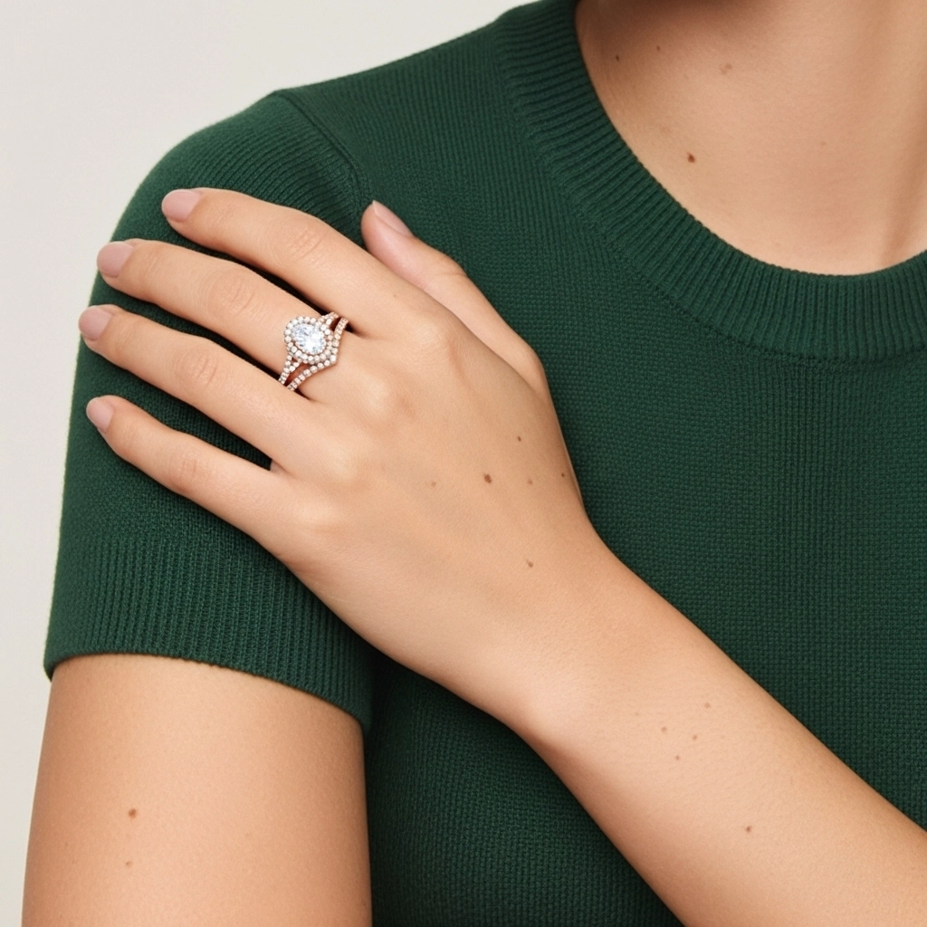 Halo Ensemble nuptial 1.50ct Moissanite