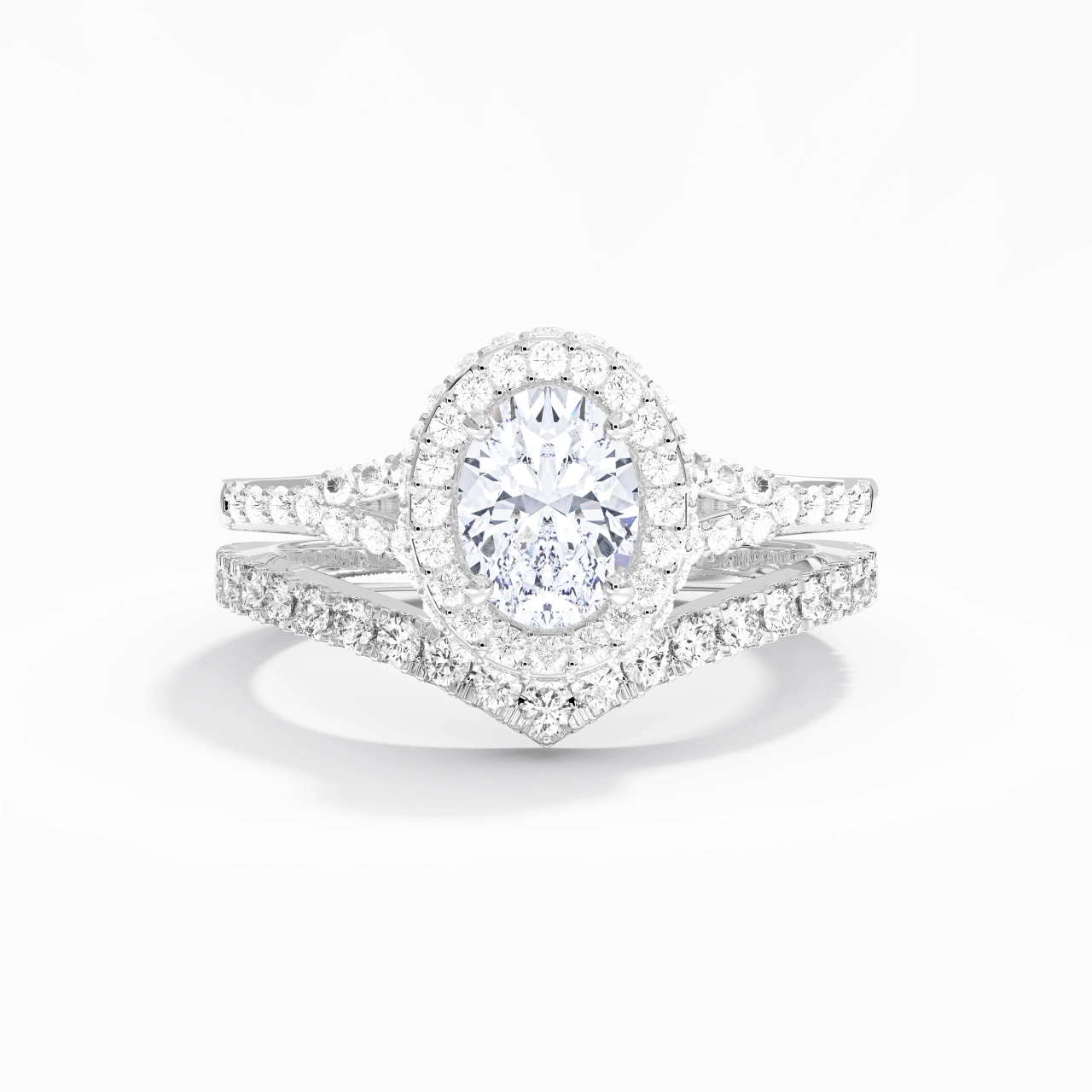 Halo Bridal Set 1.50ct Moissanite