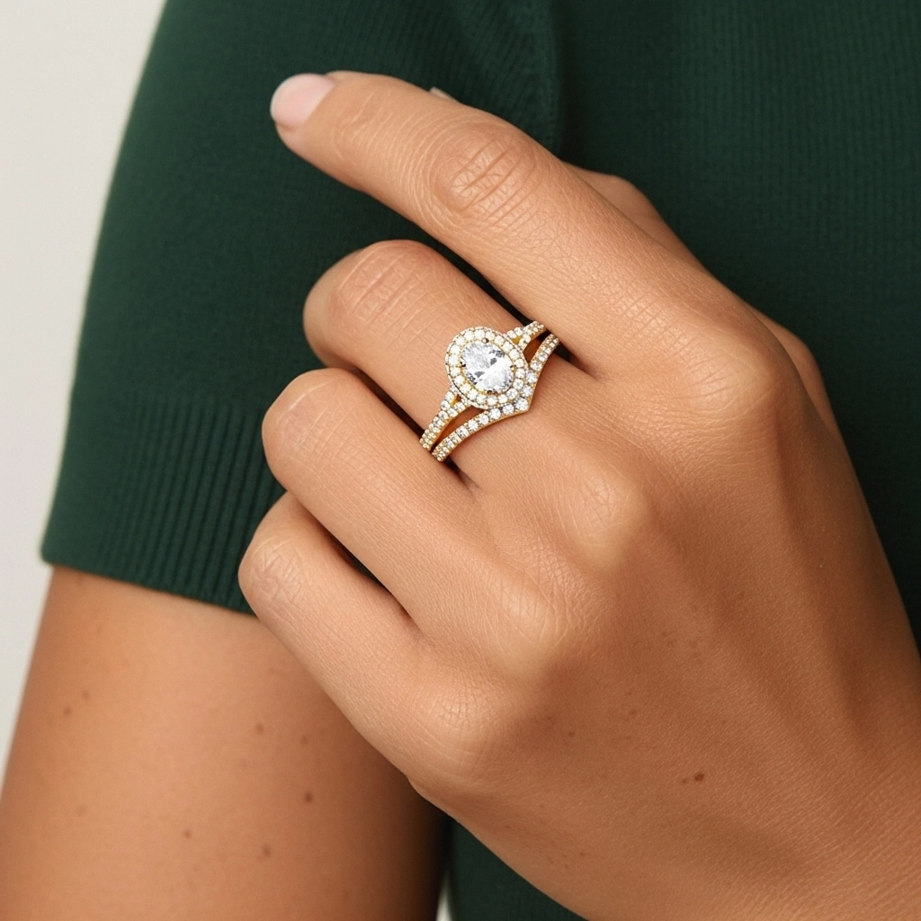 Halo Bridal Set 1.50ct Moissanite