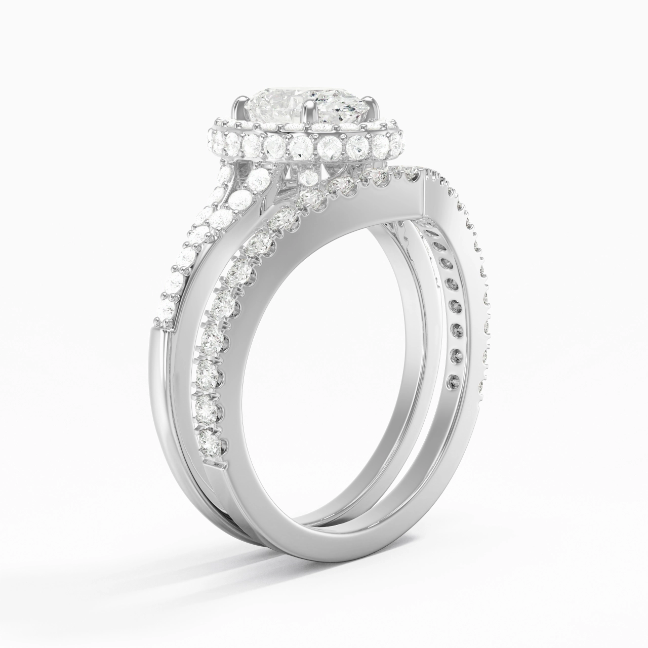 Halo Bridal Set 1.50ct Moissanite