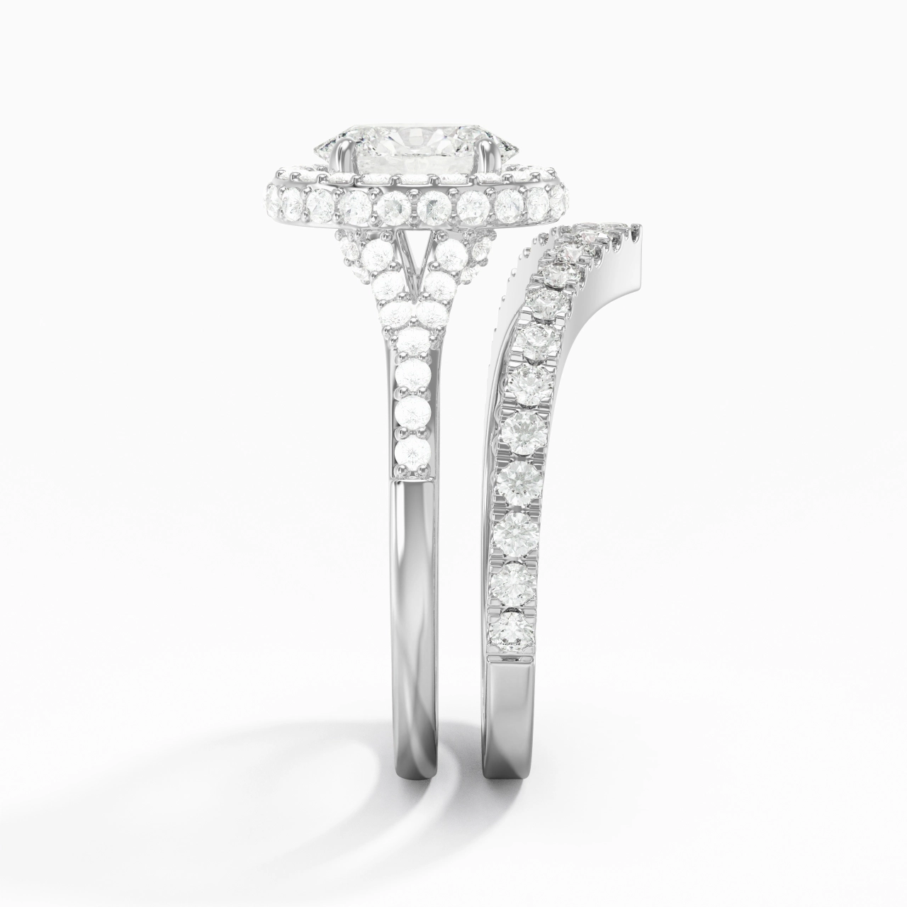 Halo Bridal Set 1.50ct Moissanite