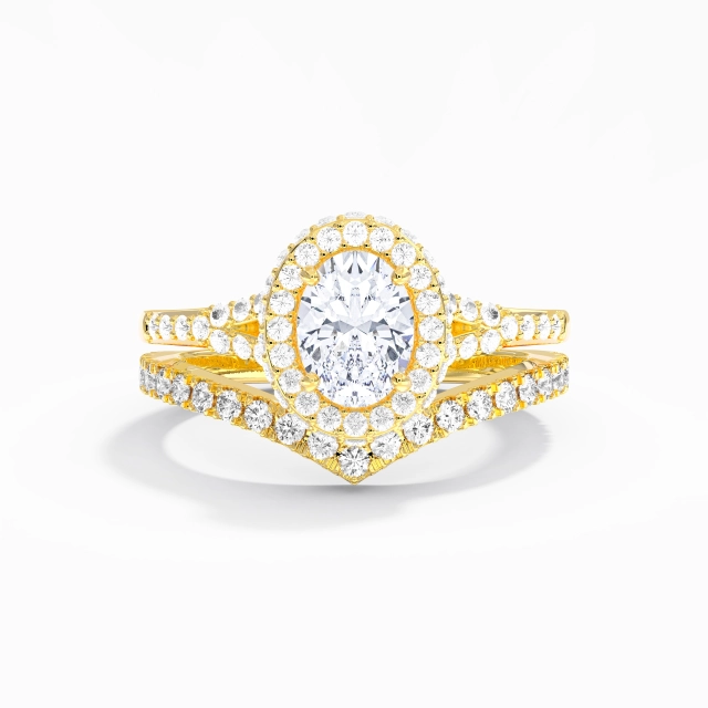 Tige Fendue Art Déco Halo Ensemble nuptial Moissanite 1.50ct Ovale Argent sterling 925