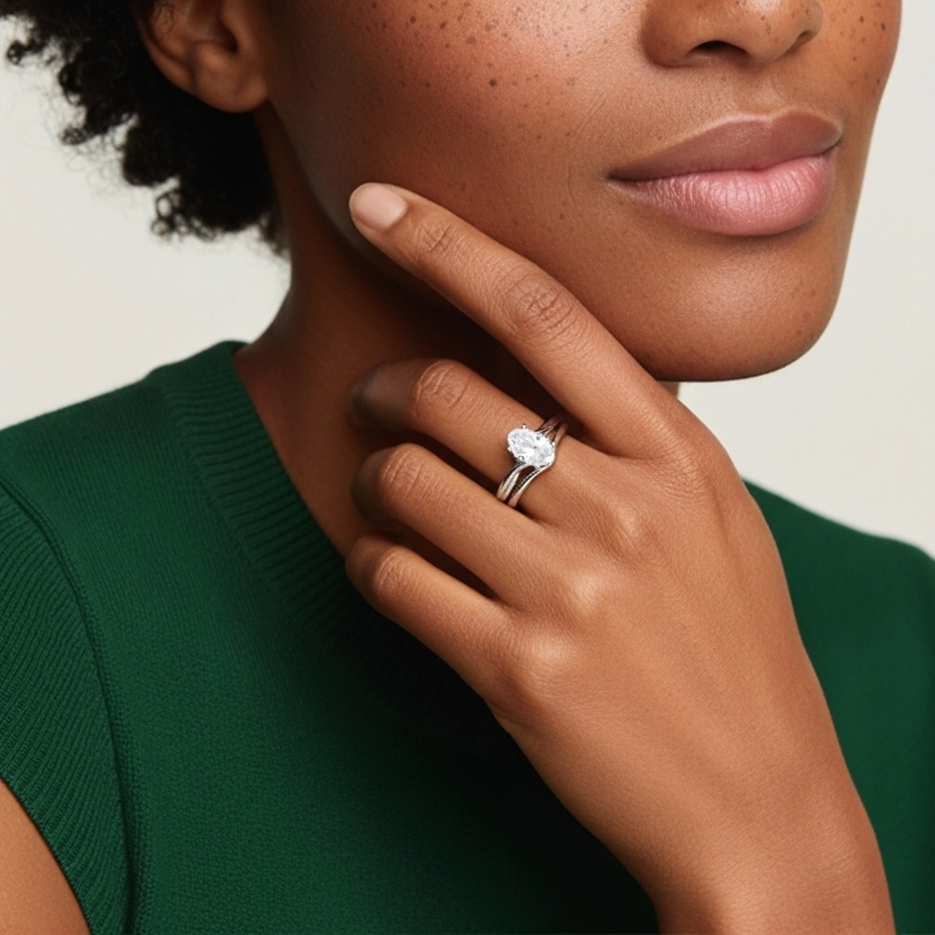 Prong Wedding Ring Set 1.00ct Moissanite