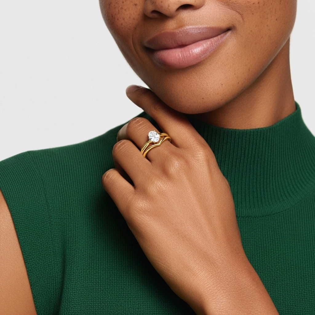 Prong Wedding Ring Set 1.00ct Moissanite