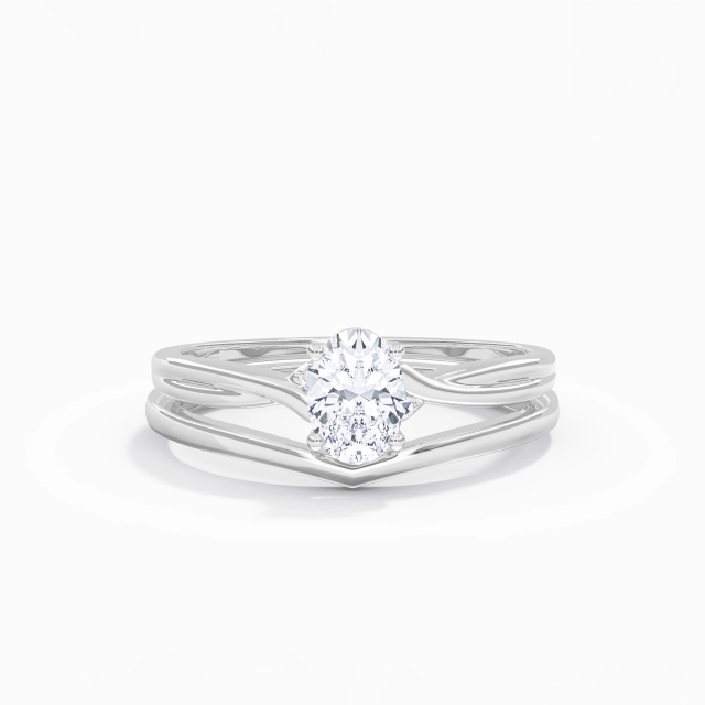 Twist Classic Prong Wedding Ring Set Moissanite 1.00ct Oval 925 Sterling Silver